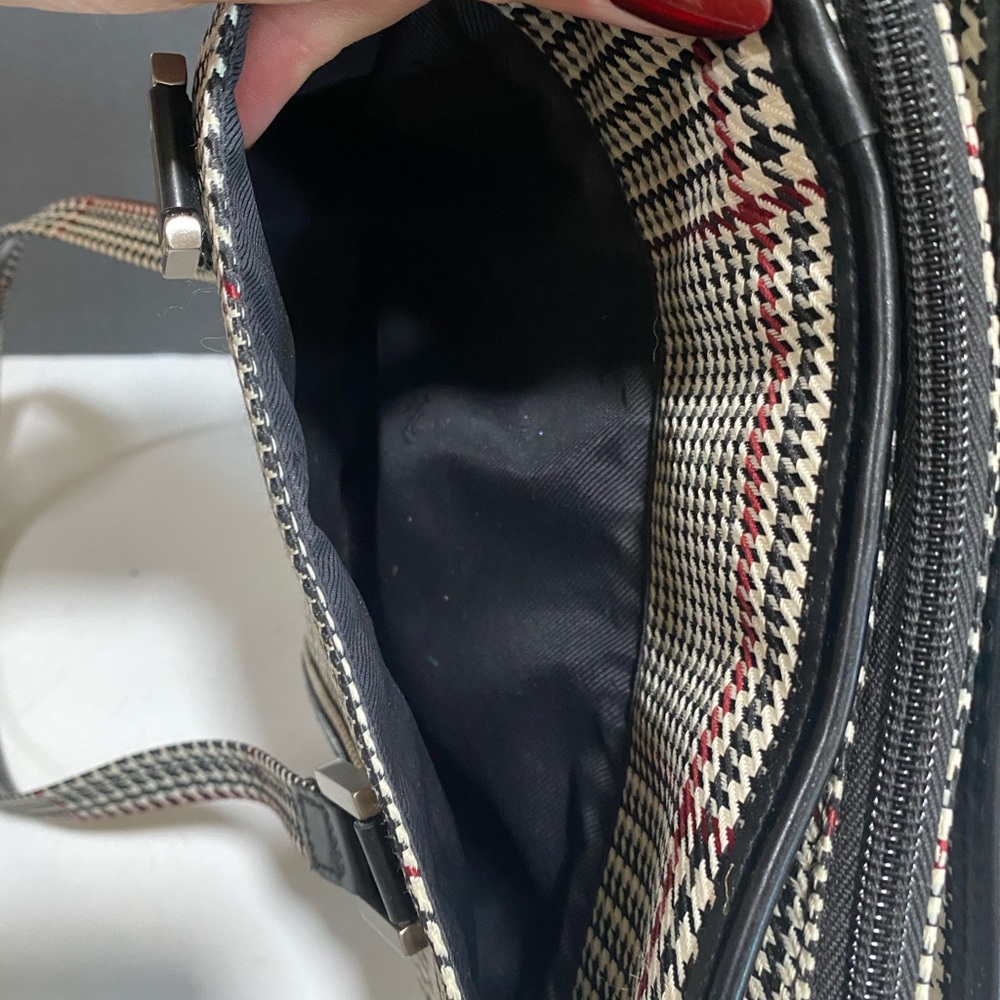 Ralph Lauren Black Grey and Red Stripe Houndstooth Tote Shoulder Bag - Picture 13 of 16